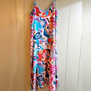 Emil Wonder Colorful Abstract Maxi Dress with Adjustable Straps - Size Large